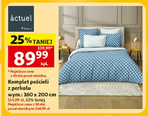 Komplet pościeli z perkalu actuel 160x200 cm promocja w Auchan