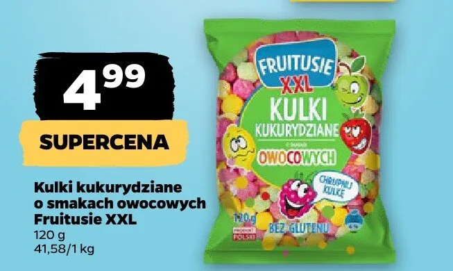 Kulki kukurydziane o smakach owocowych Fruitusie XXL promocja w Netto