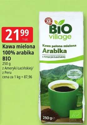 Kawa mielona 100% arabika z Peru Bio Village promocja w Leclerc