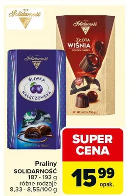 Praliny Solidarność śliwkowe, orzechowe promocja w Carrefour