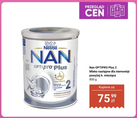 Mleko następne NAN OPTIPRO Plus 2 promocja w Biedronka