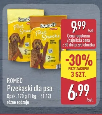 Przekąski dla psa Romeo Filet Snacks z kaczką promocja w Aldi