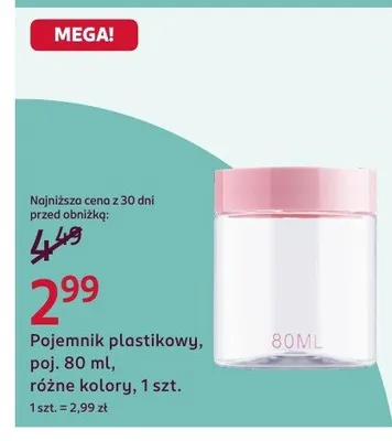 Pojemnik plastikowy 80ml promocja w Rossmann