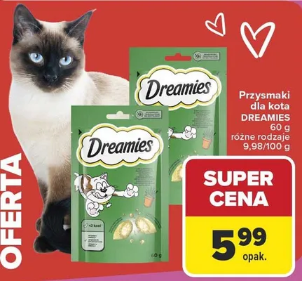 Przysmaki dla kota Dreamies różne rodzaje 60 g promocja w Carrefour Market