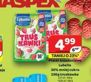 Płatki śniadaniowe Lubella Truskawki 30% mniej cukru promocja w Delfin