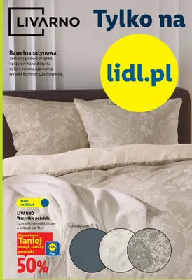Pościel z bawełny satynowej LIVARNO wzór biały w gwiazdki promocja w Lidl