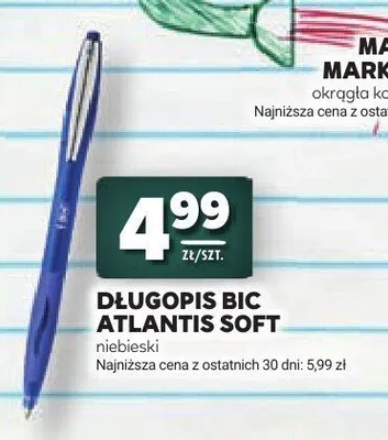 Długopis BIC Atlantis Soft niebieski promocja w Stokrotka