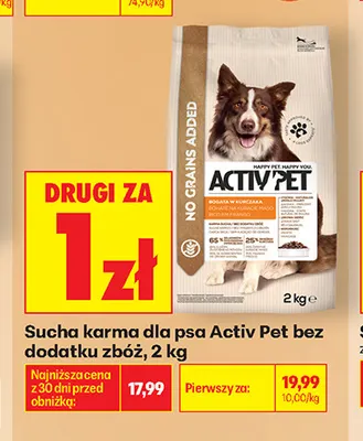 Sucha karma dla psa Activ Pet bez dodatku zbóż promocja w Biedronka