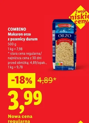 Makaron orzo Combino promocja w Lidl