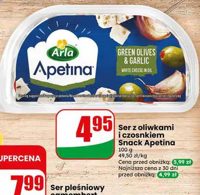Ser z oliwkami i czosnkiem Snack Apetina promocja w Dino