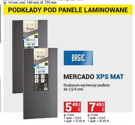 Podkład pod panele laminowane Mercado XPS Mat gr. 3 mm promocja w Merkury Market
