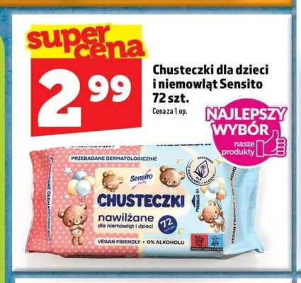 Chusteczki dla dzieci i niemowląt Sensito promocja w TOPAZ