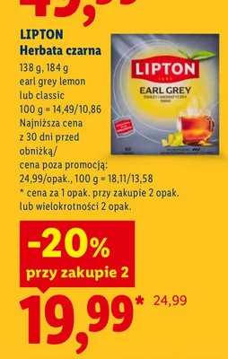 Herbata czarna Lipton Classic promocja w Lidl
