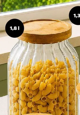 Pojemnik szklany z bambusową pokrywką 1,8 l promocja w Netto