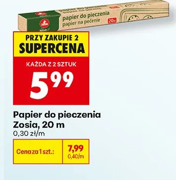 Papier do pieczenia Zosia 20 m promocja w Biedronka