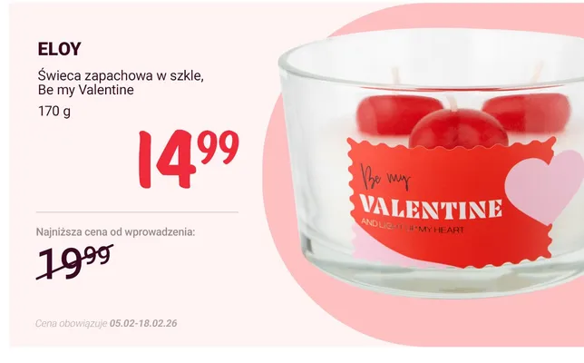 Świeca zapachowa w szkle, Be my Valentine promocja w Rossmann