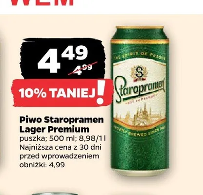 Piwo Staropramen Lager Premium 500 ml promocja w Netto