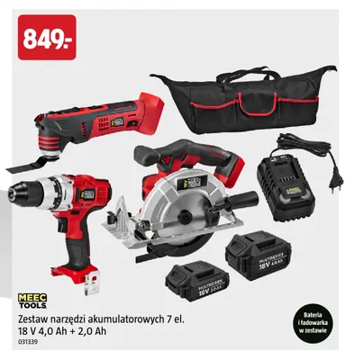 Zestaw narzędzi akumulatorowych 7 el. Meec Tools promocja w Jula