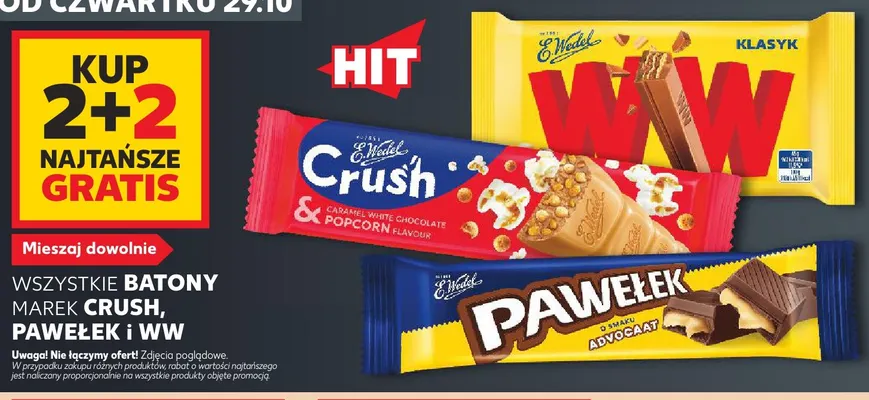 Baton Crush caramel white chocolate & popcorn flavour E.Wedel promocja w Kaufland