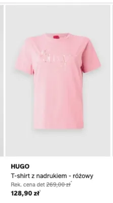 T-shirt HUGO z nadrukiem różowy promocja w Lounge by Zalando