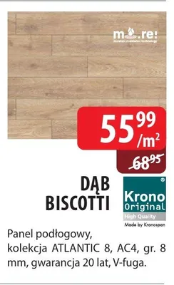 Panel podłogowy Dąb Biscotti Krono Original kolekcja ATLANTIC 8 AC4 gr. 8mm gwarancja 20 lat V-fuga promocja w Dobre Dla Domu
