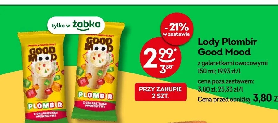Lody Plombir Good Mood z galaretkami owocowymi promocja w Żabka