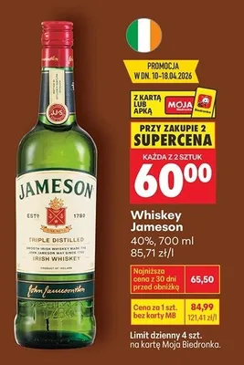 Whiskey Jameson promocja w Biedronka