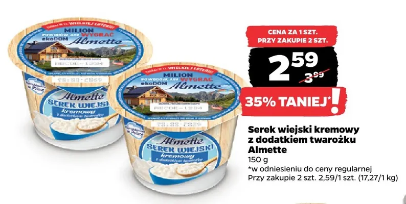 Serek wiejski kremowy z dodatkiem twarożku Almette promocja w Netto
