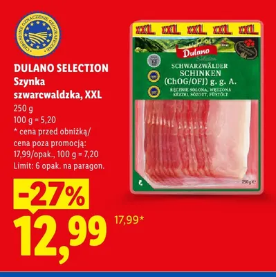 Szynka szwarcwaldzka XXL Dulano Selection promocja w Lidl