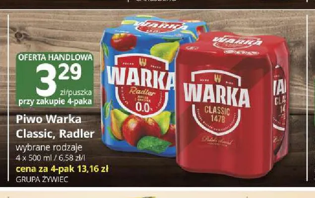 Piwo bezalkoholowe Warka Radler 4-pak promocja w Marketvita