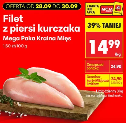 Filet z piersi kurczaka Mega Paka Kraina Mięs promocja w Biedronka