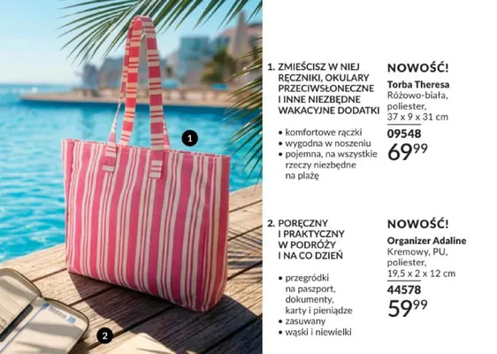 Torba Theresa Różowo-biała poliester 37x9x31cm promocja w AVON
