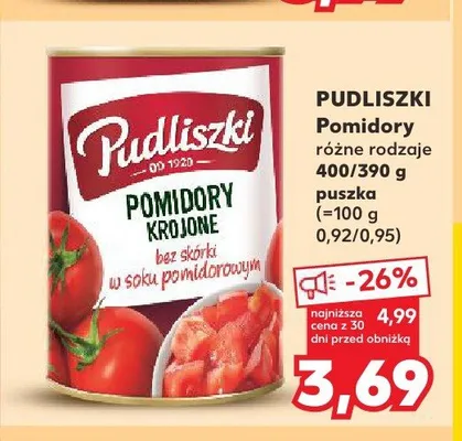 Pomidory krojone w soku pomidorowym Pudliszki promocja w Kaufland