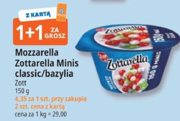Mozzarella Zottarella Minis classic Zott promocja w Leclerc