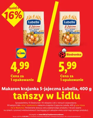 Makaron krajanka 5-jajeczna Lubella promocja w Lidl