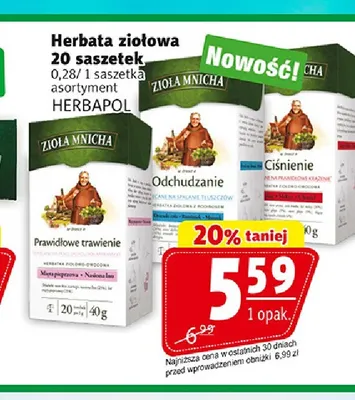 Herbata ziołowa Zioła Mnicha promocja w Prim Market