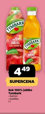 Sok 100% jabłko Tymbark butelka promocja w Netto