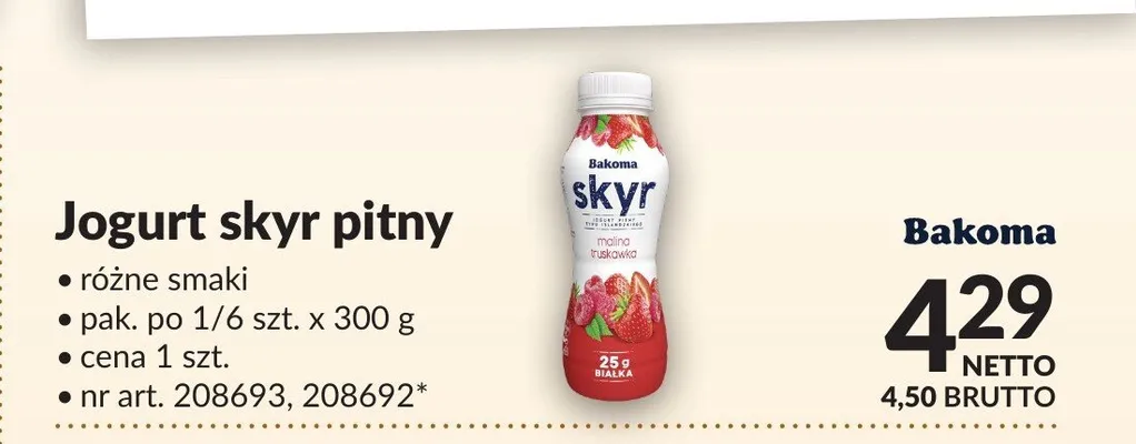 Jogurt skyr pitny Bakoma promocja w Makro