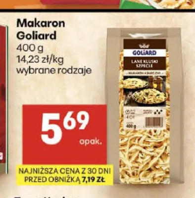 Makaron Goliard lane kluski szpecle promocja w Delikatesy Centrum
