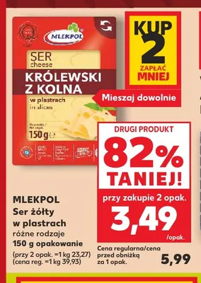 Ser żółty w plastrach Mlekpol promocja w Kaufland