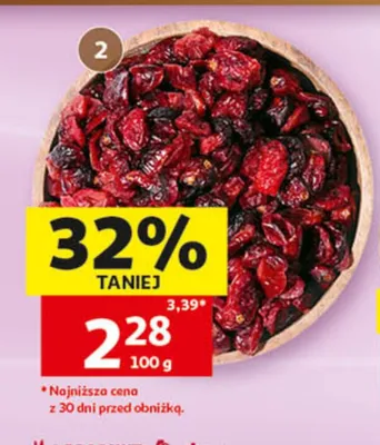 Żurawina cięta suszona słodzona promocja w Auchan
