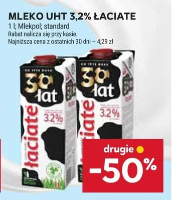 Mleko UHT 3,2% łaciate promocja w Stokrotka