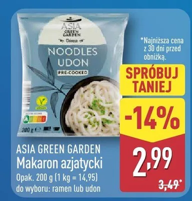 Makaron azjatycki do wyboru: ramen lub udon Asia Green Garden promocja w Aldi