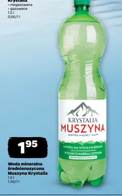 Woda mineralna średnionasycona Muszyna Krystalia promocja w Netto