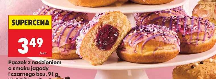 Pączek z nadzieniem o smaku jagody i czarnego bzu promocja w Biedronka