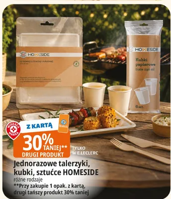 Jednorazowe talerzyki kubki sztućce Homeside promocja w Leclerc