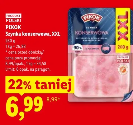 Szynka konserwowa XXL PIKOK promocja w Lidl
