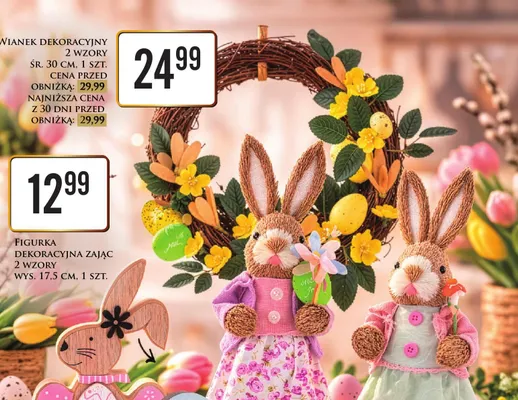 Figurka dekoracyjna zając 2 wzory promocja w Dino