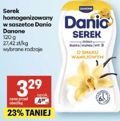 Serek homogenizowany w saszetce Danio promocja w Delikatesy Centrum