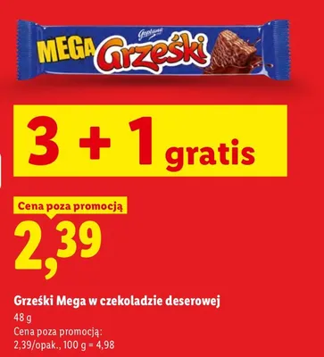 Wafel Grześki Mega w czekoladzie deserowej promocja w Lidl